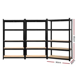 Heavy Duty 3x1.8M Garage Shelving Warehouse Rack Steel Pallet Storage Shelf Black