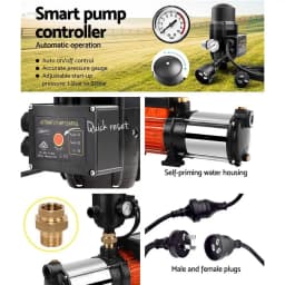 1800W 5 Stage Garden Water Pump High Pressure Irrigation Booster Pump Automatic Multi Stage External Sprinkler Pump for rainwater Tank Transfer Home Farm Lawn Black