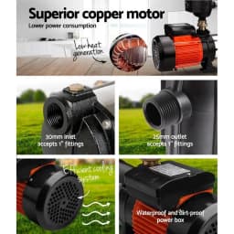 1800W 5 Stage Garden Water Pump High Pressure Irrigation Booster Pump Automatic Multi Stage External Sprinkler Pump for rainwater Tank Transfer Home Farm Lawn Black