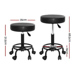 Salon Round Swivel Stool Adjustable Height Upholstered Rolling Chair for Spa Beauty Salon Tattoo Massage Stool Seat with Backrest and Wheels