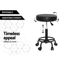 Salon Round Swivel Stool Adjustable Height Upholstered Rolling Chair for Spa Beauty Salon Tattoo Massage Stool Seat with Backrest and Wheels