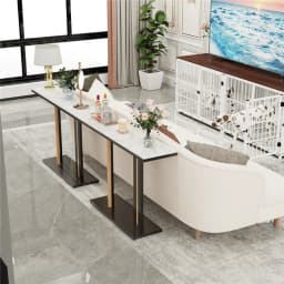 LUVODI 118cm Console Entry Table,Sintered Stone Top Metal Legs for Hallway Kitchen Living Room Foyer Behind Couch Sofa Side Display