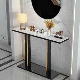 LUVODI 118cm Console Entry Table,Sintered Stone Top Metal Legs for Hallway Kitchen Living Room Foyer Behind Couch Sofa Side Display