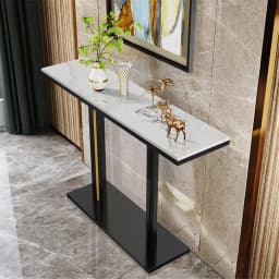 LUVODI 118cm Console Entry Table,Sintered Stone Top Metal Legs for Hallway Kitchen Living Room Foyer Behind Couch Sofa Side Display