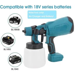 Cordless High Pressure Spray Gun Airless Paint Sprayer 1000ml with 2 Battery
