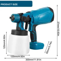 Cordless High Pressure Spray Gun Airless Paint Sprayer 1000ml with 2 Battery