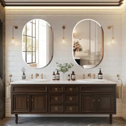 LUVODI Silver Frameless Beveled Edge Bathroom Vanity Mirror,Wall Decor Glass Mirror for Bathroom,Entryway