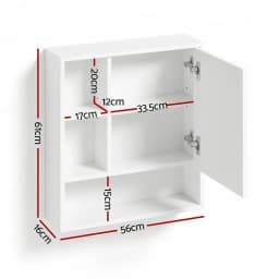 Bathroom Wall Mounted Mirror Cabinet White Adjustable Shelf Medicine Storage Cabinet 560mm