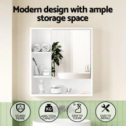 Bathroom Wall Mounted Mirror Cabinet White Adjustable Shelf Medicine Storage Cabinet 560mm