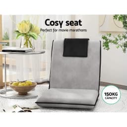 Floor Lounge Sofa Bed Convertible Recliner Chair Folding Floor Cushion Grey Indoor Seating for Relaxation and Sleeping