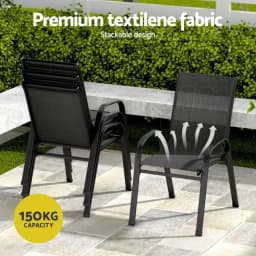 7 Piece Outdoor Dining Set Patio Table and Chairs Bistro Garden Furniture Black Metal Frame