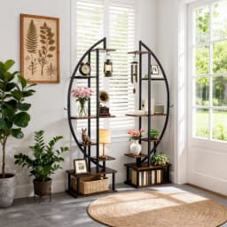 Tall Half-Moon Metal Plant Stand 7-Tiered Flower Display Shelf Indoor Storage Rack for Home Garden Decor
