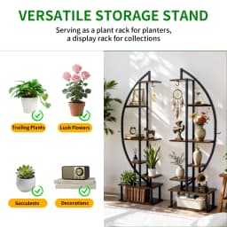 Tall Half-Moon Metal Plant Stand 7-Tiered Flower Display Shelf Indoor Storage Rack for Home Garden Decor