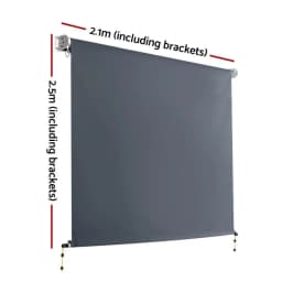 2.1x2.5m Outdoor Retractable Awning Roll Down Canopy Window Sun Shade Grey