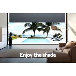 2.1x2.5m Outdoor Retractable Awning Roll Down Canopy Window Sun Shade Grey