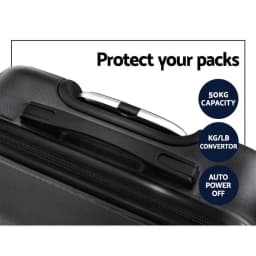 3 Piece 20 24 28 Inch Hard Shell Spinner Luggage Set with TSA Lock Black Carry On Travel Suitcase