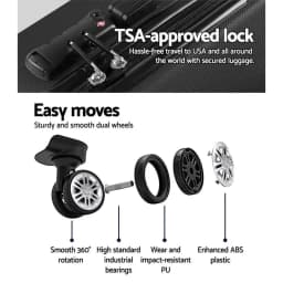 3 Piece 20 24 28 Inch Hard Shell Spinner Luggage Set with TSA Lock Black Carry On Travel Suitcase