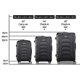3 Piece 20 24 28 Inch Hard Shell Spinner Luggage Set with TSA Lock Black Carry On Travel Suitcase