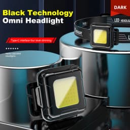 LED Headlamp Type C USB Charging Multifunctional Head Torch Adjustable Angle Mini COB LED Headlight for Camping Running Hiking