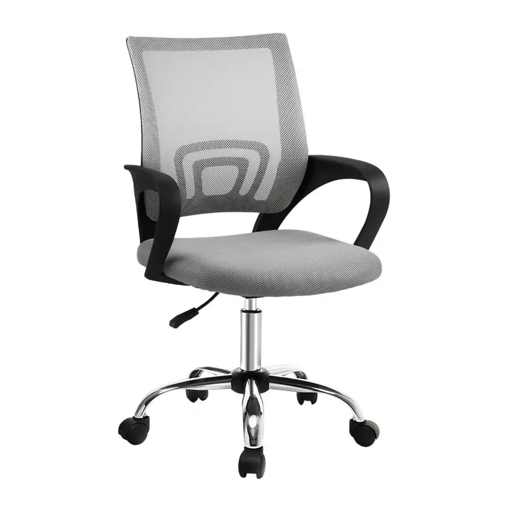 Ergonomic Mesh Mid Back Office Chair Grey Adjustable Swivel Desk Chair with Lumbar Support and Armrests