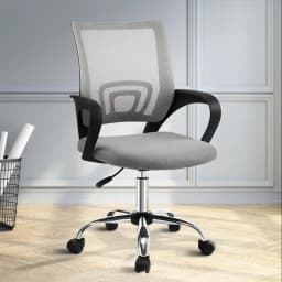 Ergonomic Mesh Mid Back Office Chair Grey Adjustable Swivel Desk Chair with Lumbar Support and Armrests