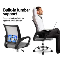 Ergonomic Mesh Mid Back Office Chair Grey Adjustable Swivel Desk Chair with Lumbar Support and Armrests