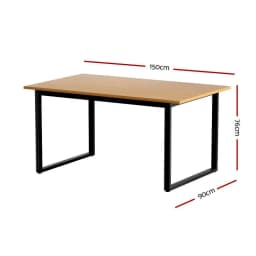 Dining Table 6 Seater Wooden Rectangular Kitchen Cafe Table 150cm Space Saving Home Use