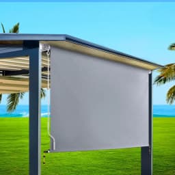 3x2.5m Outdoor Roll Down Shade Screen Fabric Blind Grey Patio Window Sun Protection