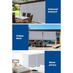 3x2.5m Outdoor Roll Down Shade Screen Fabric Blind Grey Patio Window Sun Protection