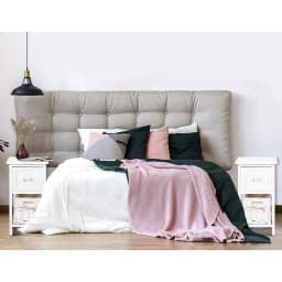 Rustic White Bedside Table 1 Drawer with Basket Wooden Nightstand Storage Cabinet for Bedroom Living Room End Table