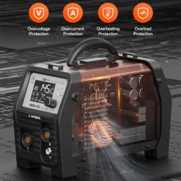 HITBOX HBM145 Multi-process MIG Welder with Synergic Control 4 in 1 Stick ARC MMA Gasless MIG Lift TIG Support Spool Gun IGBT Inverter Welding Machine Large LED Display Portable Home DIY Welder Tool