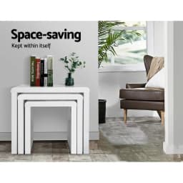 Modern Glossy White Nesting Coffee Table Set of 3 Round Living Room Side Tables Space Saving Coffee Tables for Home Lounge Decor