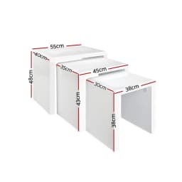 Modern Glossy White Nesting Coffee Table Set of 3 Round Living Room Side Tables Space Saving Coffee Tables for Home Lounge Decor