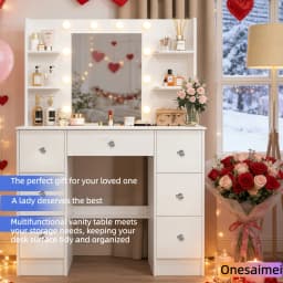 (Winter Gift) Brand-new bedroom dressing table with vanity mirror featuring three colour modes and adjustable brightness