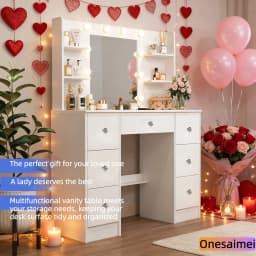 (Winter Gift) Brand-new bedroom dressing table with vanity mirror featuring three colour modes and adjustable brightness