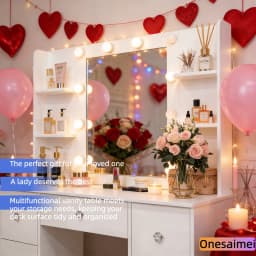 (Winter Gift) Brand-new bedroom dressing table with vanity mirror featuring three colour modes and adjustable brightness