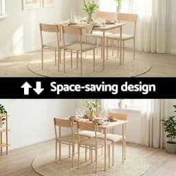 5 Piece Dining Table and Chairs Set Compact Kitchen Furniture Natural Beige Space Saving Dining Set for Small Kitchen Apartment and Dining Room
