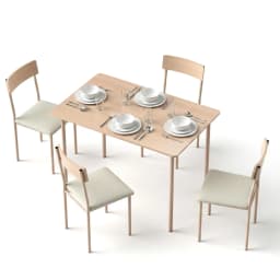 5 Piece Dining Table and Chairs Set Compact Kitchen Furniture Natural Beige Space Saving Dining Set for Small Kitchen Apartment and Dining Room
