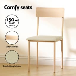 5 Piece Dining Table and Chairs Set Compact Kitchen Furniture Natural Beige Space Saving Dining Set for Small Kitchen Apartment and Dining Room