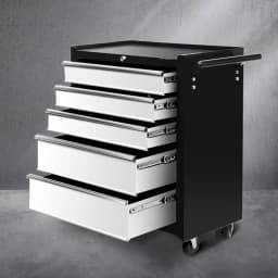 5 Drawer Mobile Tool Cabinet Steel Garage Storage Chest Grey Lockable Workshop Trolley