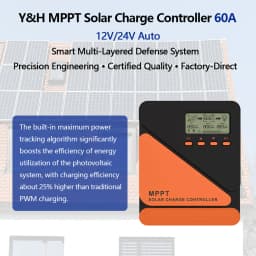 Y&H 20A 40A 60A MPPT Solar Charge Controller 12V 24V for GEL SLD FLD LI Battery Voltage Regulator MAX PV Input 50 ro 100V
