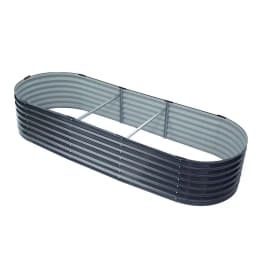 Oval Raised Garden Bed 240x80x42cm Galvanized Steel Planter Box Outdoor Large Vegetable Flower Container