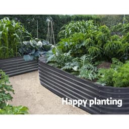 Oval Raised Garden Bed 240x80x42cm Galvanized Steel Planter Box Outdoor Large Vegetable Flower Container