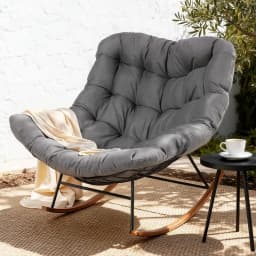 Outdoor Rocking Chair Papasan Recliner Patio Garden Lounge Furniture Comfortable Outdoor Seating