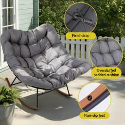 Outdoor Rocking Chair Papasan Recliner Patio Garden Lounge Furniture Comfortable Outdoor Seating