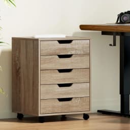 5 Drawer Mobile Filing Cabinet Rolling Storage Chest Beige Space Saving Organizer for Office Home Use