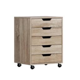 5 Drawer Mobile Filing Cabinet Rolling Storage Chest Beige Space Saving Organizer for Office Home Use