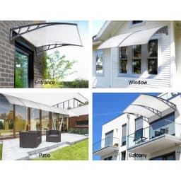 Window Door Awning Canopy 1.5m x 4m Transparent Grey Plastic Frame Outdoor Rain Shelter Porch Cover