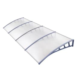 Window Door Awning Canopy 1.5m x 4m Transparent Grey Plastic Frame Outdoor Rain Shelter Porch Cover