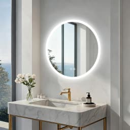 50/60/80CM LED Bathroom Mirror 3 Colors Brightness Anti-Fog Dimmable Shatter-Proof Backlit Vanity Mirror Aluminum Frame
